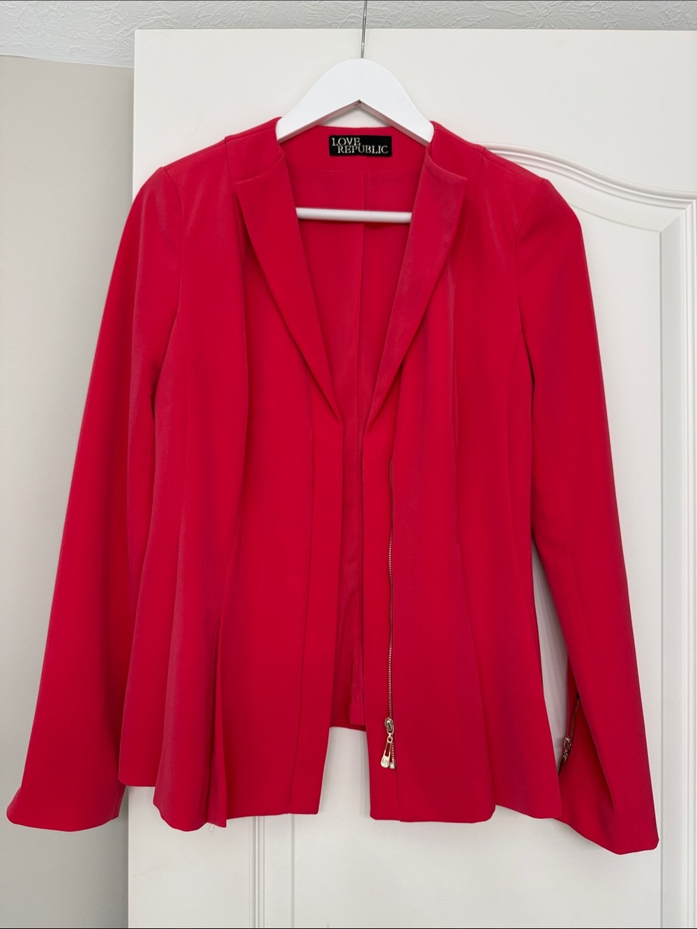 Love Republic Women's Pink Corral Zip-Front Blazer
